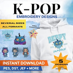 Derpy Inspired Girls Embroidery Design Bundle, Cute Costume Machine Embroidery Files, Funny Character Stitch Set, Instant Download