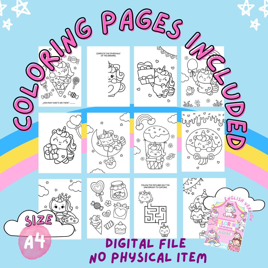 Unicorn Coloring & Activity Book for Kids – Printable PDF Download - Etsy