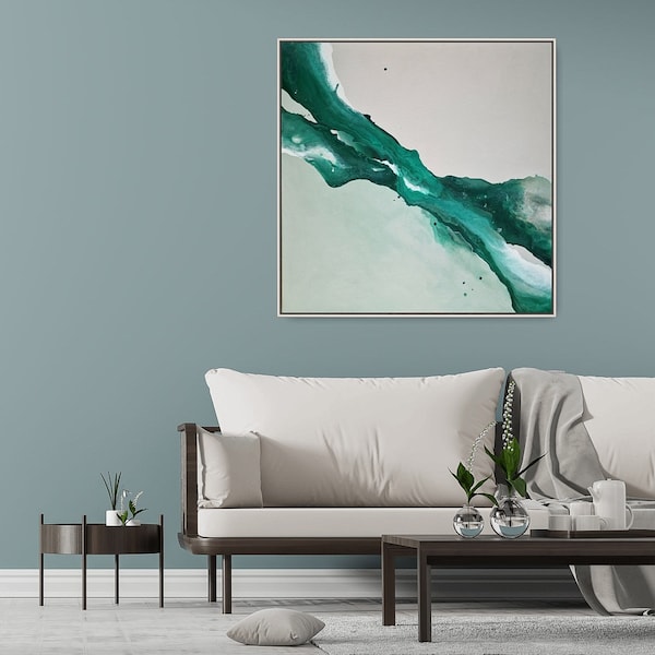 Commission Artwork: EMERALD LAGOON - Abstrakte Kunst, Malerei, Acryl, Contemporary Art, Abstract Painting, Unikat, Original, smaragtgrün