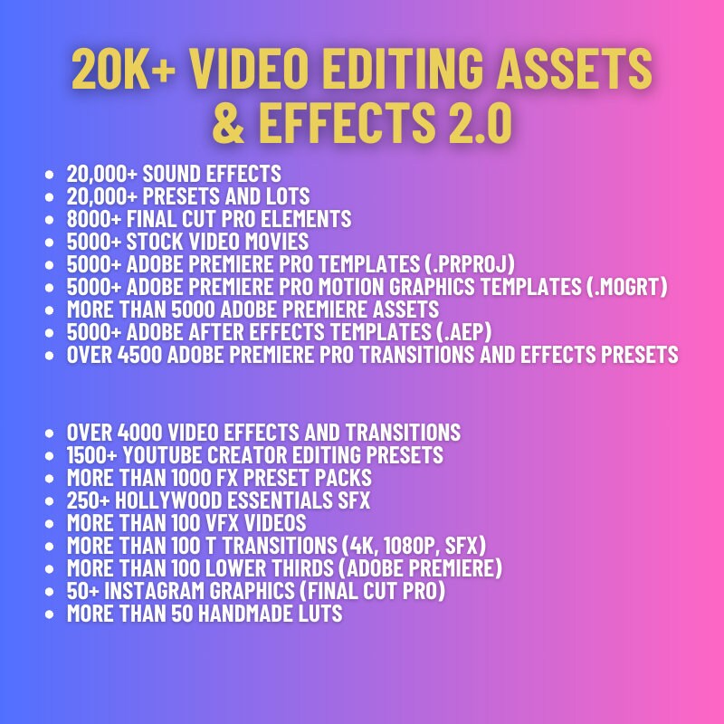 20K Video Editing Assets & Effects 2.0 Complete Filmmakers Library ...
