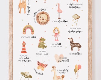 Affirmationsposter | Poster Kinderzimmer | Boho | Affirmationen für Kinder | positive Glaubenssätze | A3 | 50x70 cm | 61x91 cm |