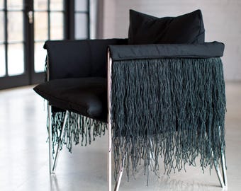 Coal Black Fringe Armchair