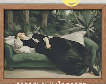 Vintage portrait of a Decadent young woman oil painting tired woman PRINTABLE wall art Antique portrait of woman Impressionist dreamer lady
