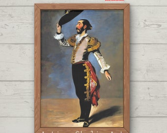 The matador oil painting, Manet style, Canvas wall art, Printable Artwork, Torero, Downloadable Print, vintage painting, Spanish culture