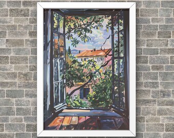 Offene Fenster Matisse Druck, Ölgemälde, Matisse Wandkunst, druckbare Grafik, Matisse Ausstellung, herunterladbarer Druck, Matisse Poster