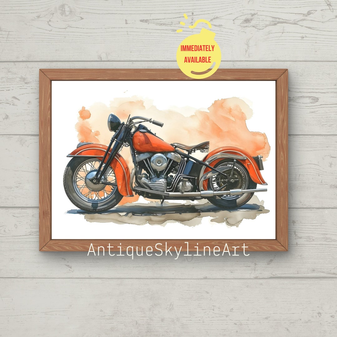 Printable Motorcycle Illustration, Rider's Motorcycle , Download, Printable Wall Art, Legendary ...