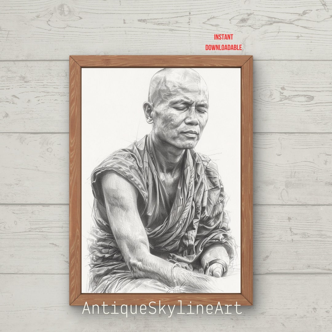 Printable Black Pencil Portrait Sketch Printable Artwork PRINTABLE