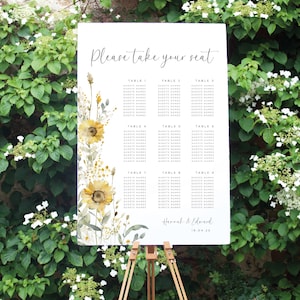 Sunflower Wedding Seating Chart Poster: Floral Table Plan (Digital Download)