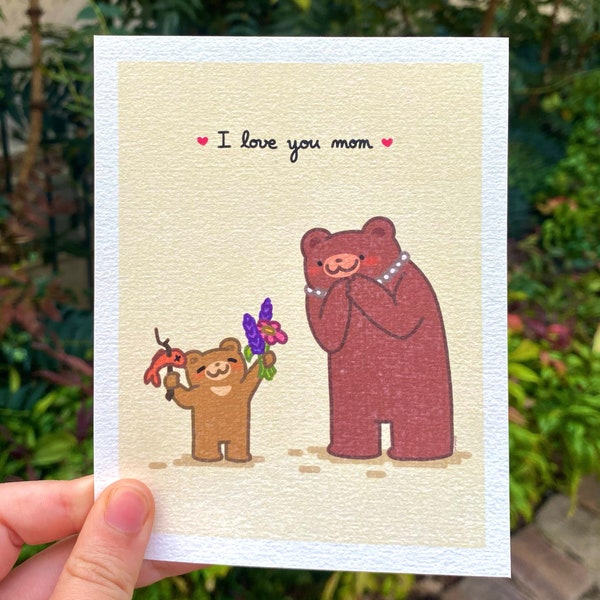 Mother's Day card / Mommy and baby bear illustration / Mother's Day bear art print / Cute mama bear illustration / Gift for Mother's Day