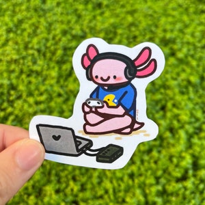 Sticker axolotl / Joli animal gamer / Sticker coloré pour ordinateur portable / Cadeau pour amateur d'axolotl