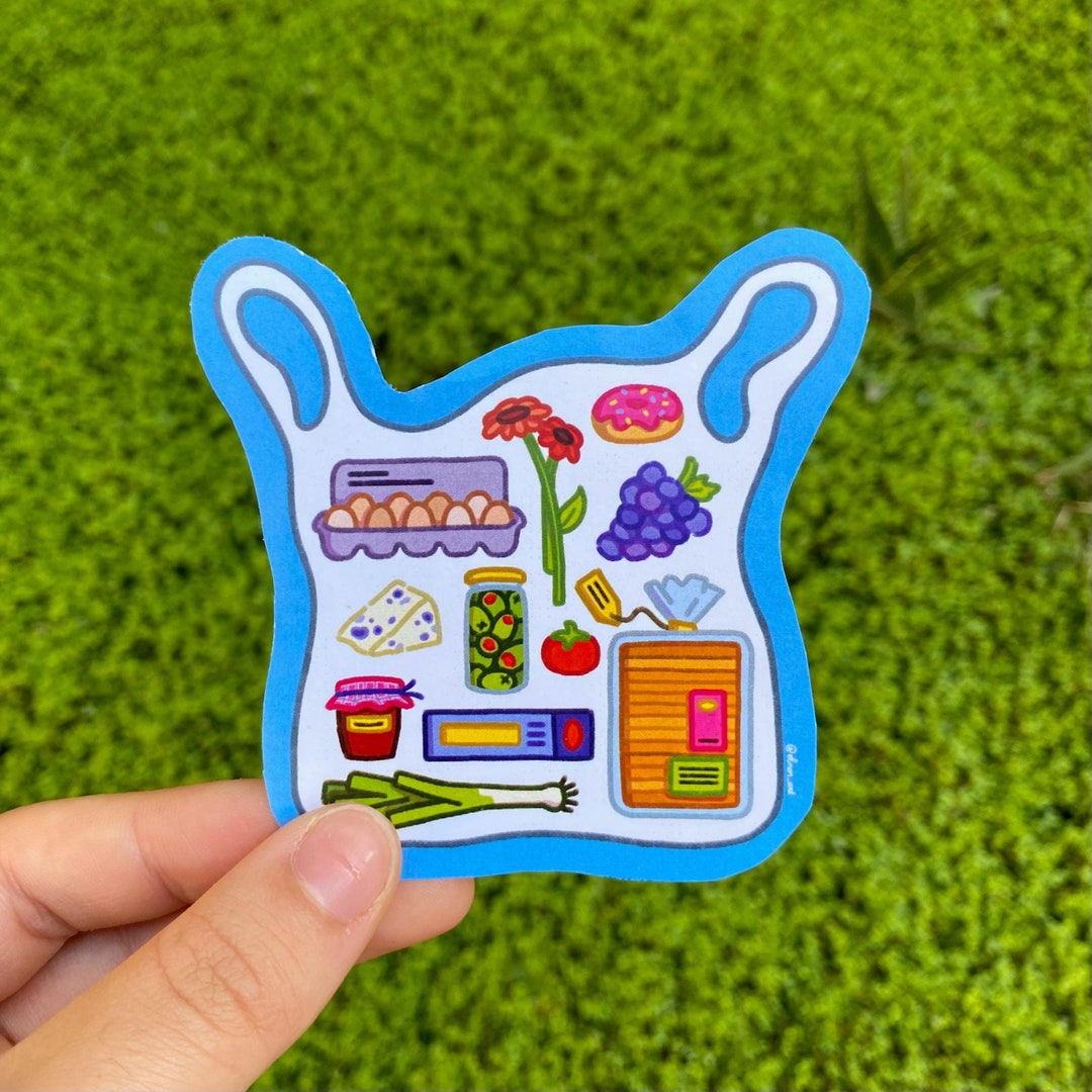 Cute Grocery Bag Sticker | Colorful Food Illustration - Etsy