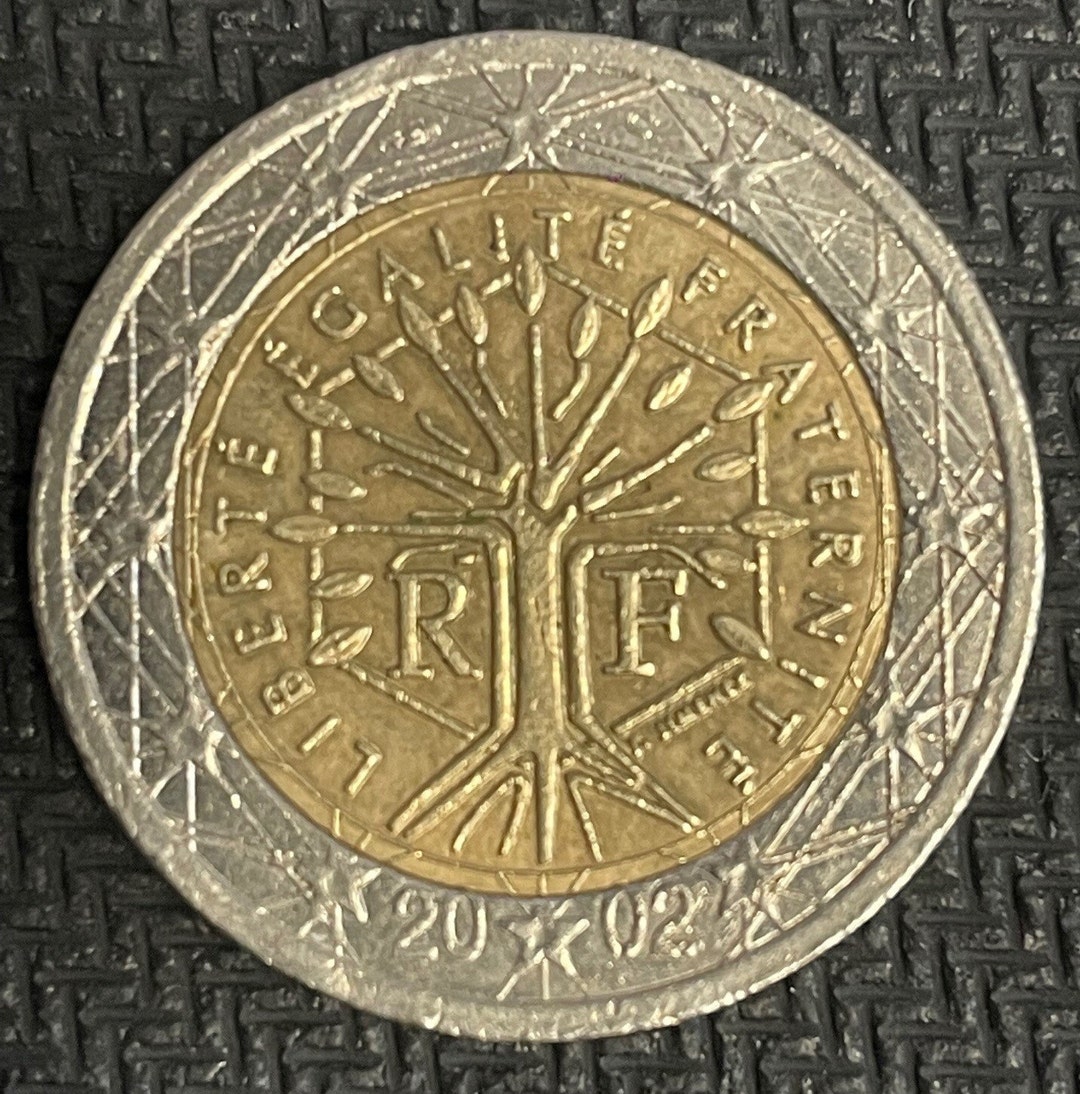 2 Euro Münze Liberte Egalite Fraternite 2002 Rara moneda de 2 euros Francia año 2002 Árbol de la Vida LIBERTÉ