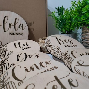 Jalons mensuels pour bébé, cartes d’étape en bois pour bébé, cadeau de baby shower