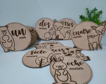 Monatliche Meilensteinkarten für Babys, Baby-Meilensteinkarten aus Holz, Geschenk zur Babyparty