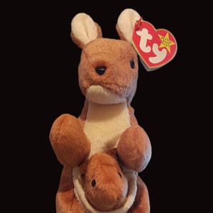 Ty Pouch the Kangaroo Beanie Baby: Vintage Rare Australian Plush Collectible with Joey for Toy Enthusiasts