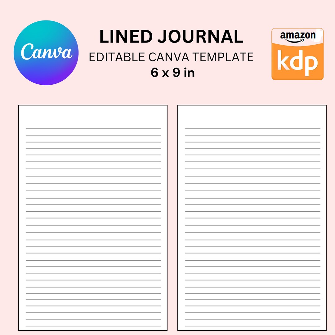 Canva Editable Lined Page Journal Commercial Use, Canva KDP Template