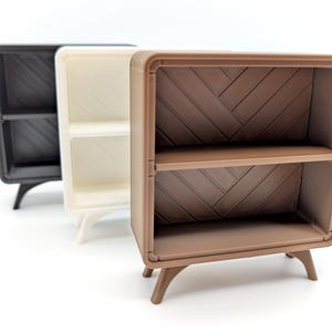 3D Printed Miniature Mid-Century Bookshelf: Display for Mini Books