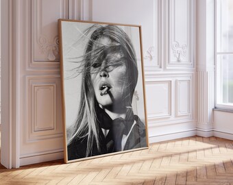 Brigitte Bardot wall art iconic black and white photo  Digital Art Print