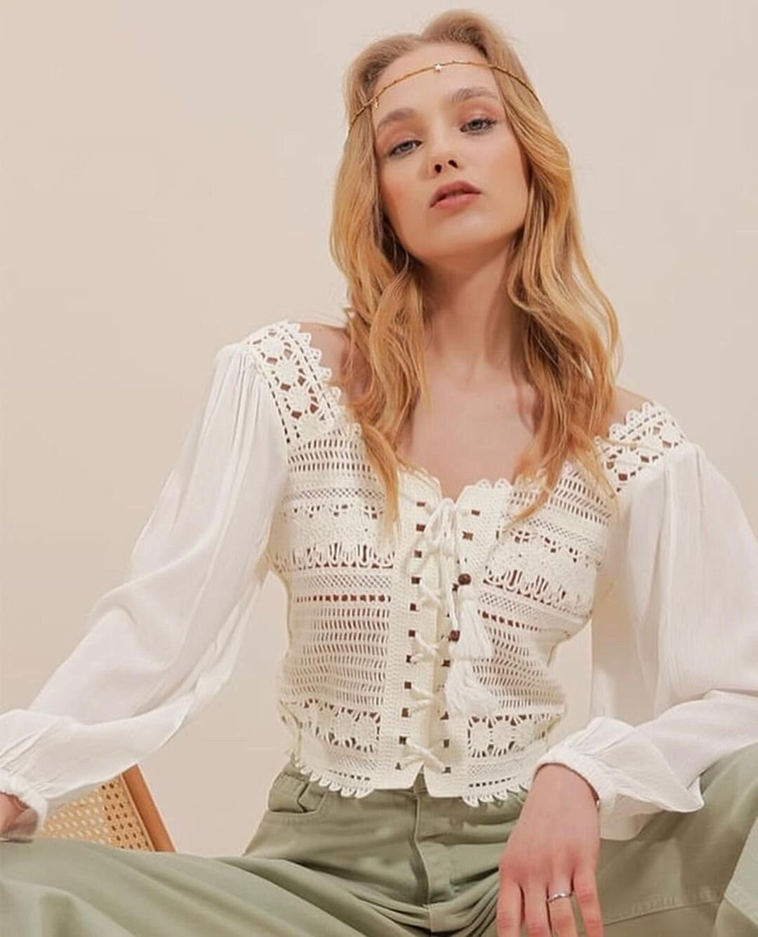 Cropped Puff Sleeve Hand Dyed Blouse