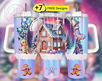 Gingerbread 40 oz Tumbler Wrap Png, 40oz Merry Christmas Sublimation Tumbler, Santa 40oz Tumbler Wrap, Winter Season 40 ounce Png