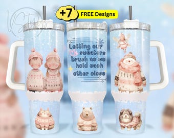 Winter Couple 40 oz Tumbler Wrap Png Design, Fall 40oz Tumbler Wrap, Snowman and Dog Tumbler Wrap 40 oz Sublimation Tumbler Design