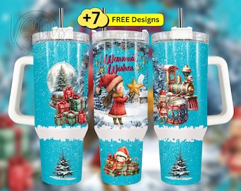 Warmest Wishes 40 oz Tumbler Wrap Png, Merry Christmas 40oz Tumbler Wrap, 40oz Sublimation Tumbler Design, Holiday 40 oz Tumbler Wrap Png