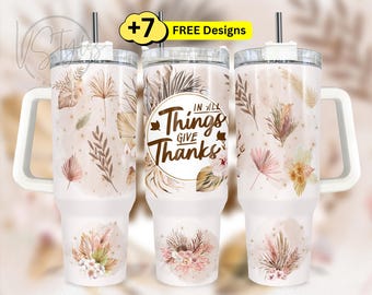 Give Thanks Affirmation Tumbler 40 oz Wrap Png Design, 40oz Motivational  Tumbler Wrap Design, Self Care Tumbler 40 oz Sublimation Tumbler