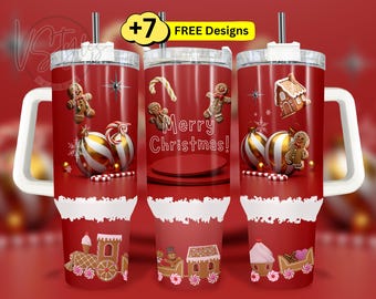 Gingerbread 40 oz Tumbler Wrap Png, Merry Christmas 40oz Tumbler Wrap Png, Christmas 40 oz Tumbler Design, 40oz Sublimation Tumbler Design