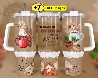 Hot Cocoa 40 oz Tumbler Wrap Png Design, Winter 40oz Tumbler Wrap, 40oz Sublimation Tumbler Design, 40 oz Digital Download Tumbler Wrap