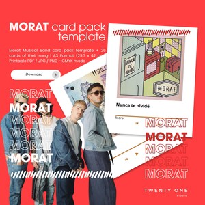 Digital Set of 26 Music Player Cards | Morat Songs + Printable Card Holder | Morat Card Pack Template