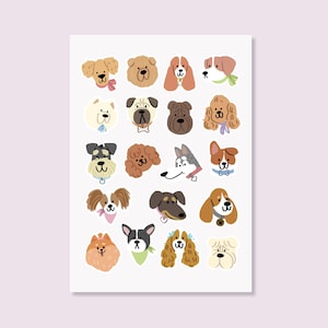Süße Hundegesichter Digitale Sticker | Welpen-Clipart | Ästhetik für Hundeliebhaber | Scrapbooking-Planer | Sofortdownload