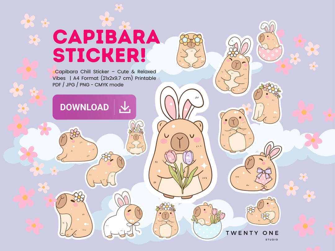 Capix Sticker Capybara Sticker, Capy Lover, Cappy Birthday, Animal lover Stickers ...