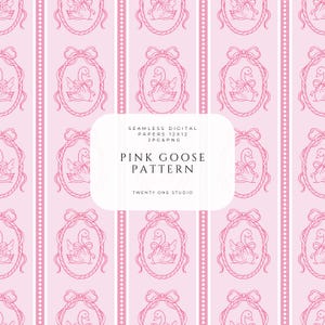 Herhalend roze ganzenpatroon, naadloos vintage vogelontwerp, rustiek en elegant, digitaal bestand voor stof-, knutsel- of sublimatieprojecten.