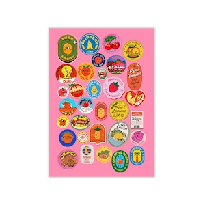 Fruity Digital Stickers, Retro Fruit Sticker Set, Printable Sticker Sheet, No Border PNG Stickers, Laptop Stickers, Scrapbook Decor. image 4