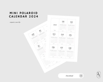 Mini calendario polaroid 2024 stampabile | minimalista *file digitale* da stampare!
