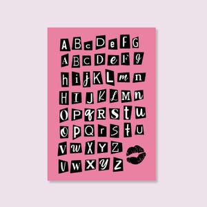 Schwarz-weiße Buchstabenaufkleber | Fette Schriftästhetik | Alphabet-Ausschnitte | Tagebuch-Dekor | Scrapbooking | Digitaler Download.