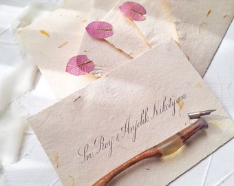 Custom Calligraphy Envelope Addressing on Handmade Recycled Deckled Edge Floral Paper, Handwritten Envelope for Personalized Love Letter