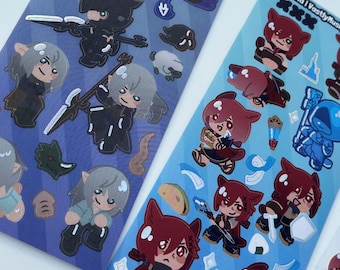 FFXIV G'raha and Estinien holo deco sticker sheets