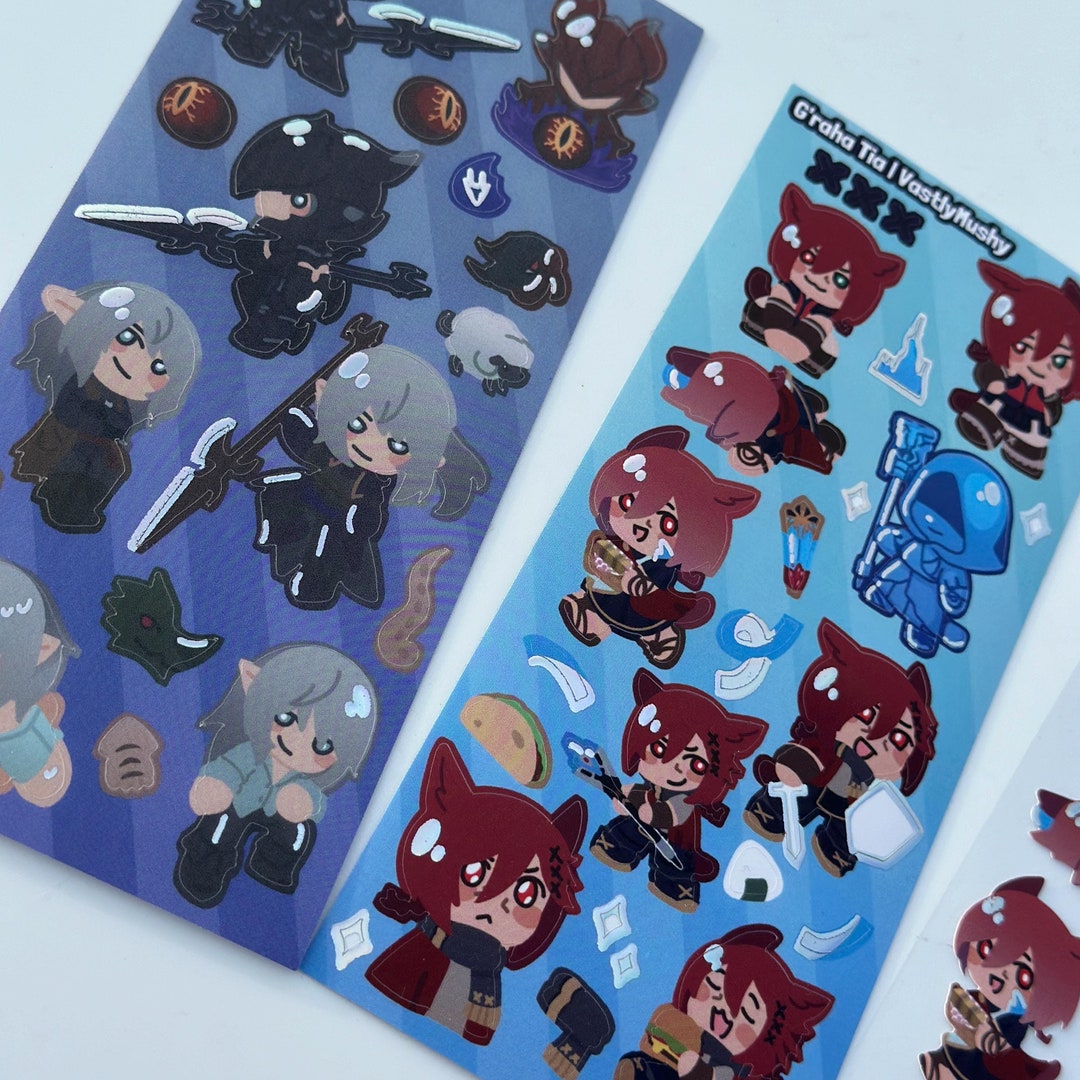 FFXIV G'raha and Estinien Holo Deco Sticker Sheets - Etsy