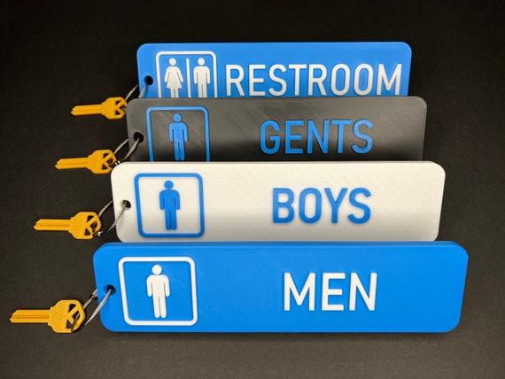 Large Restroom Key Chains Bathroom Keychain Etsy
