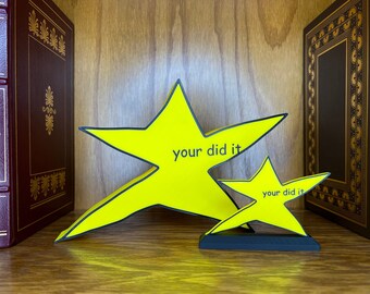 Funny "You Did It" Star Brooch Pin – Inspirational Graduation Gift In Stainless Steel (Yellow Star)