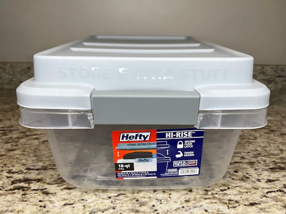 Hefty 72 Quart Clear Plastic Storage Container with Secure Latches and