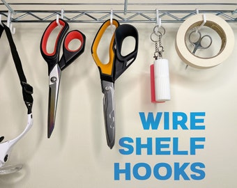 Wire Shelf Hooks (12-pack), Wire Rack Hooks, Chrome Shelf Hooks, Shelf Hangers, Wire Shelving Hooks, Shelving Hangers, J-Hooks, L-Hooks