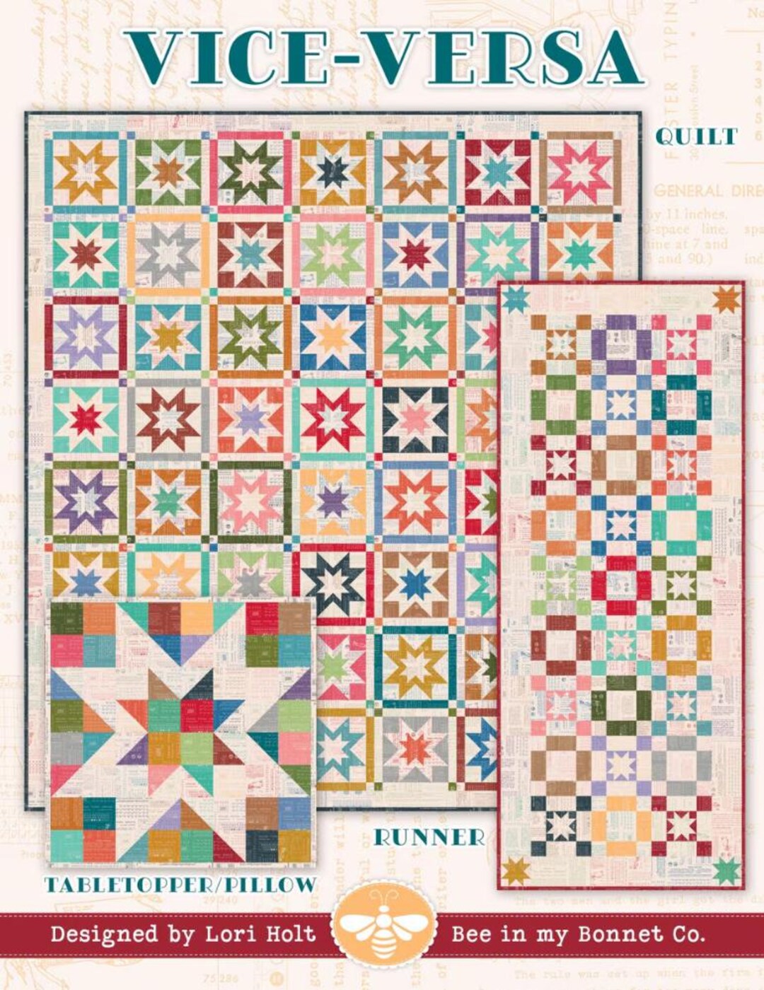 Versag Pattern Vice Versa Quilt Pattern – Lori Holt Quilt Pattern – Quilt Runner Table ...
