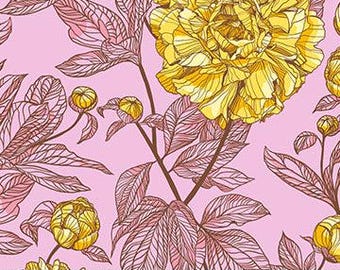 Indelebile - 108" di larghezza retro trapunta - Sunshine Peony di Anna Maria Textiles per Northcott tagliato su misura 3379