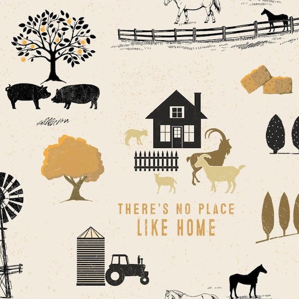 Homesteading - Light Khaki Toile by Clothworks by the yard 5200