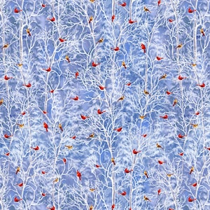 Winter Cardinal on Snowy Tree by Timeless Treasures by the yard 4211