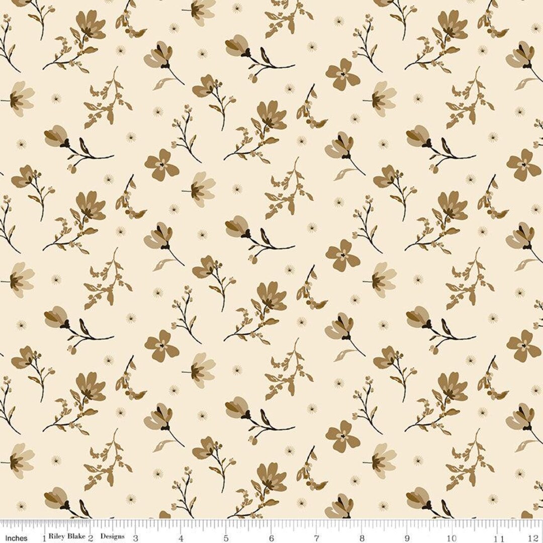 By the Yard Morning Latte Floral Latte by Sandy Gervais for Riley Blake ...
