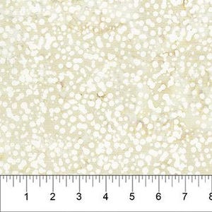 May include: White fabric with a beige background and a scattered white dot pattern.