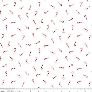 Fabric by the yard - Seasonal Basics - Candy Canes White by Riley Blake 7267